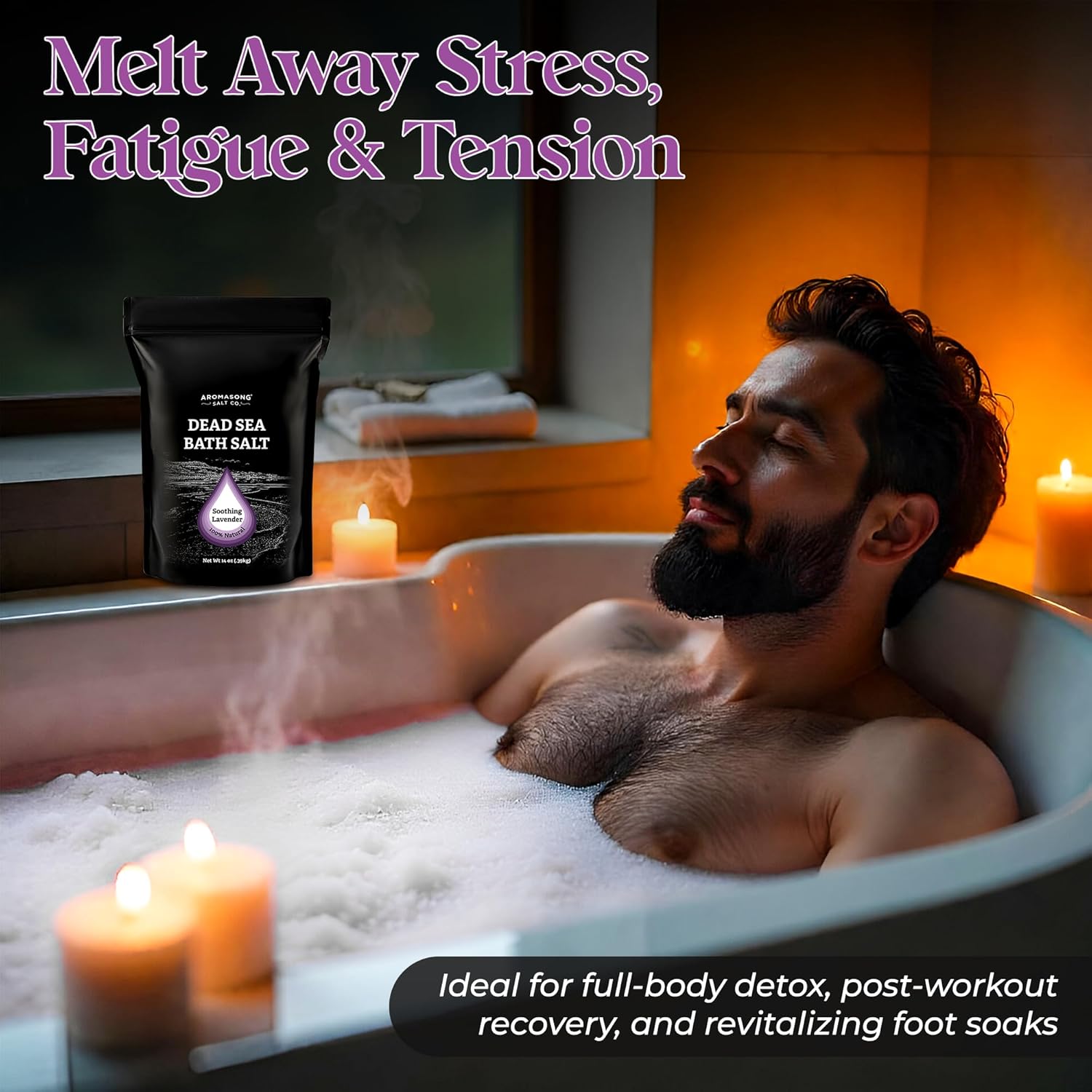 Aromasong Fine Grain Dead Sea Bath Salt with Natural Lavender- 14 Oz.