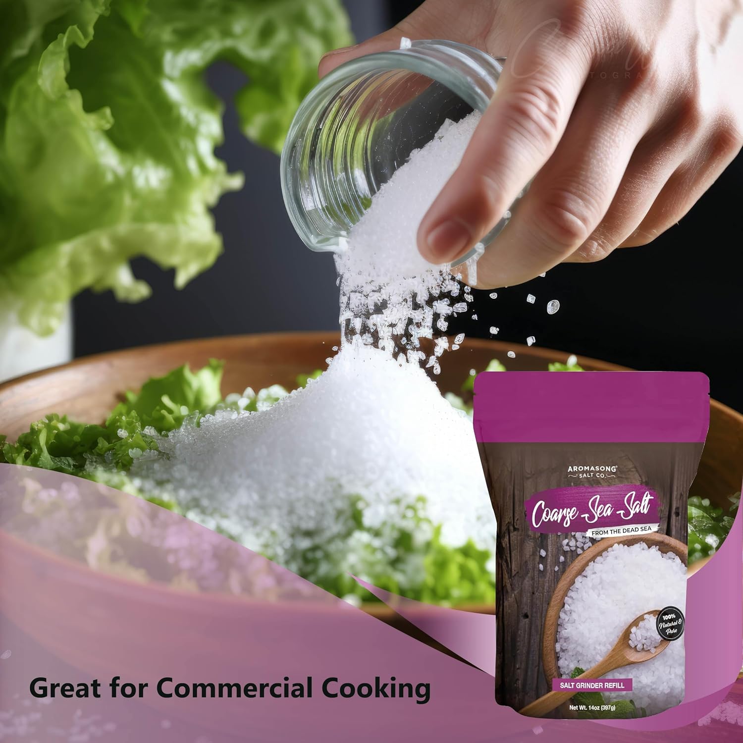 Aromasong Extra Coarse Sea Salt from the Dead Sea 14 Oz