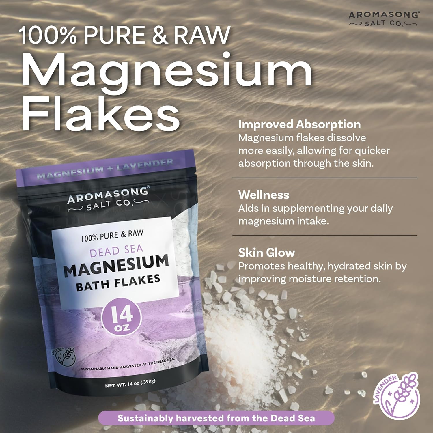 Aromasong Dead Sea Bath Flakes with Natural Lavender