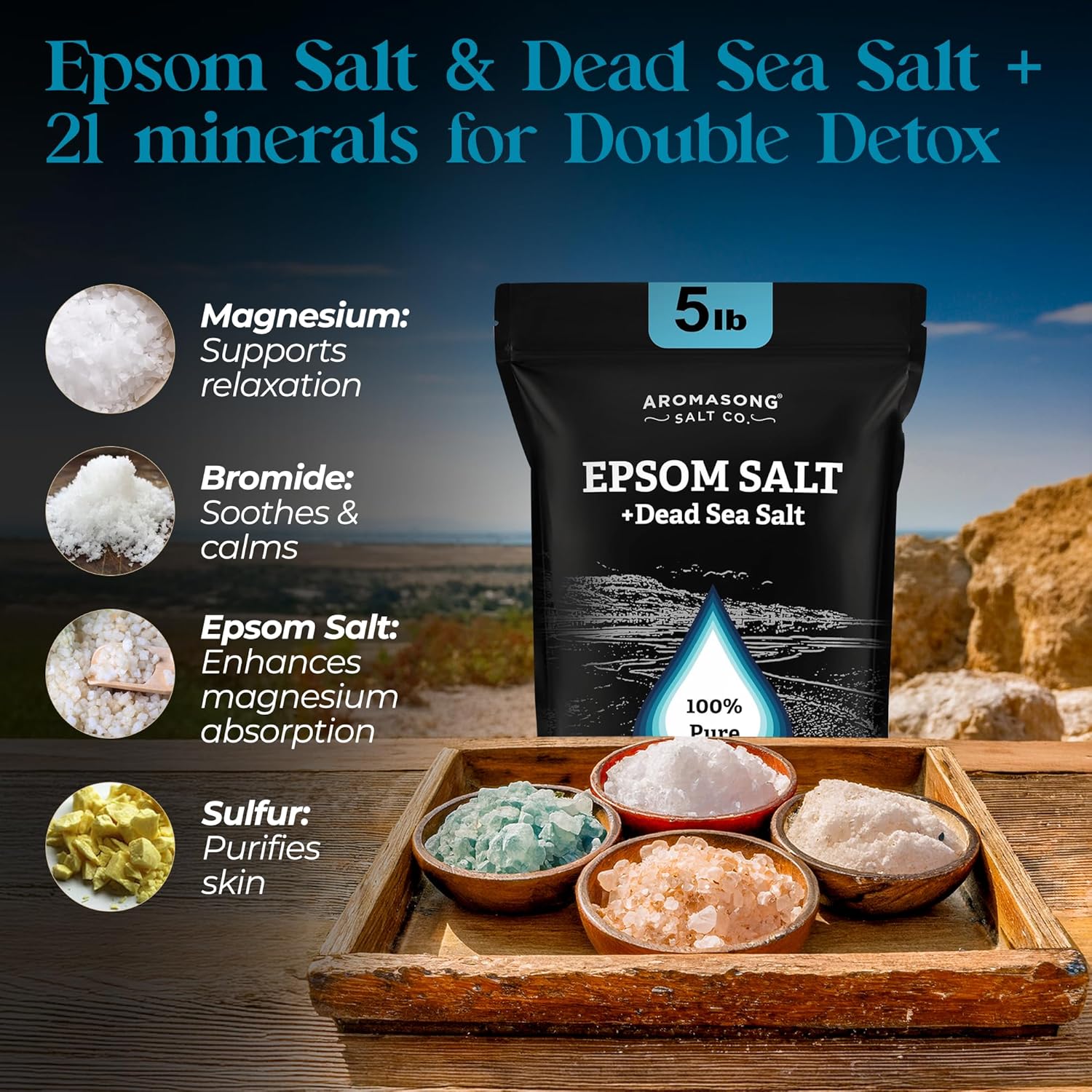 Aromasong Epsom & Dead Sea Bath Salt - 5 lb