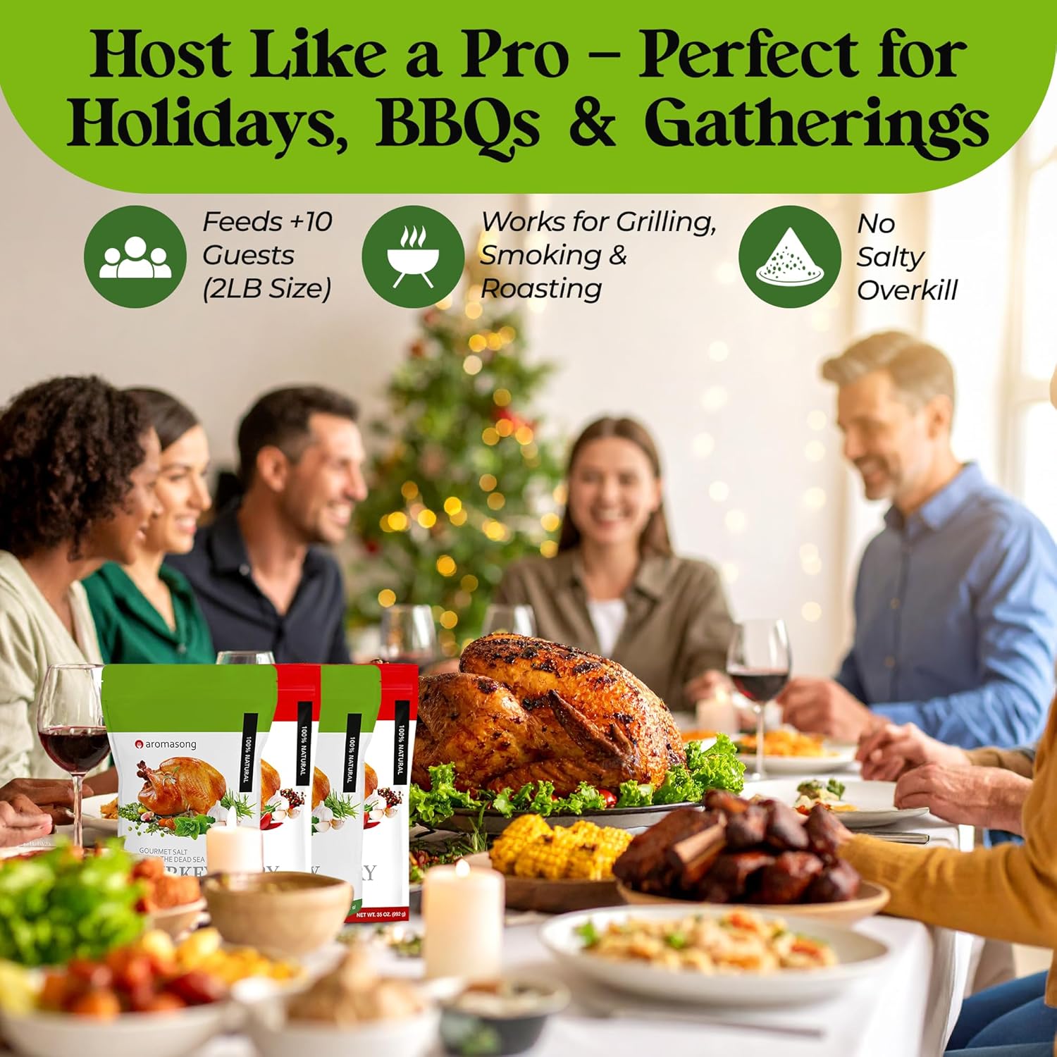 Aromasong Turkey Brine, Hot & Spicy, For Wet & Dry Brining, 2 Lb. 100% Natural, Gourmet Sea Salt Poultry Seasoning, for Roasting, Grilling,