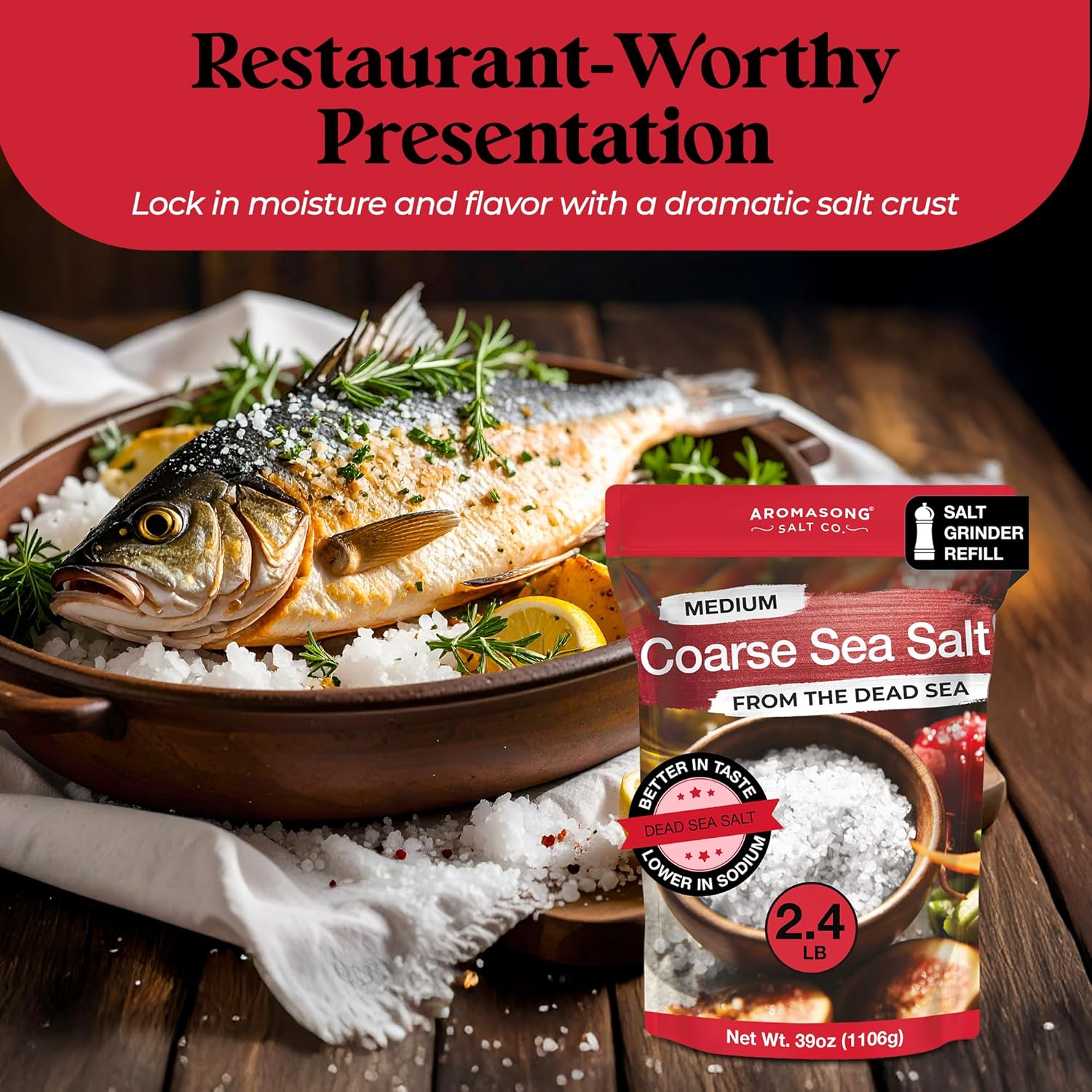 Aromasong 100% Natural Sea Salt – Coarse grain – 2.43 lb