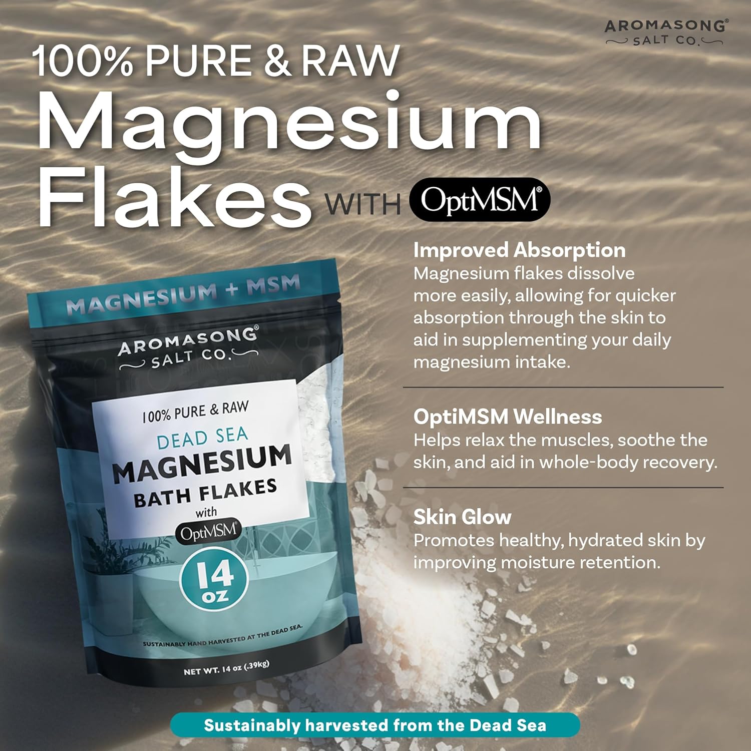 Aromasong Raw Dead Sea Magnesium Flakes with OptiMSM