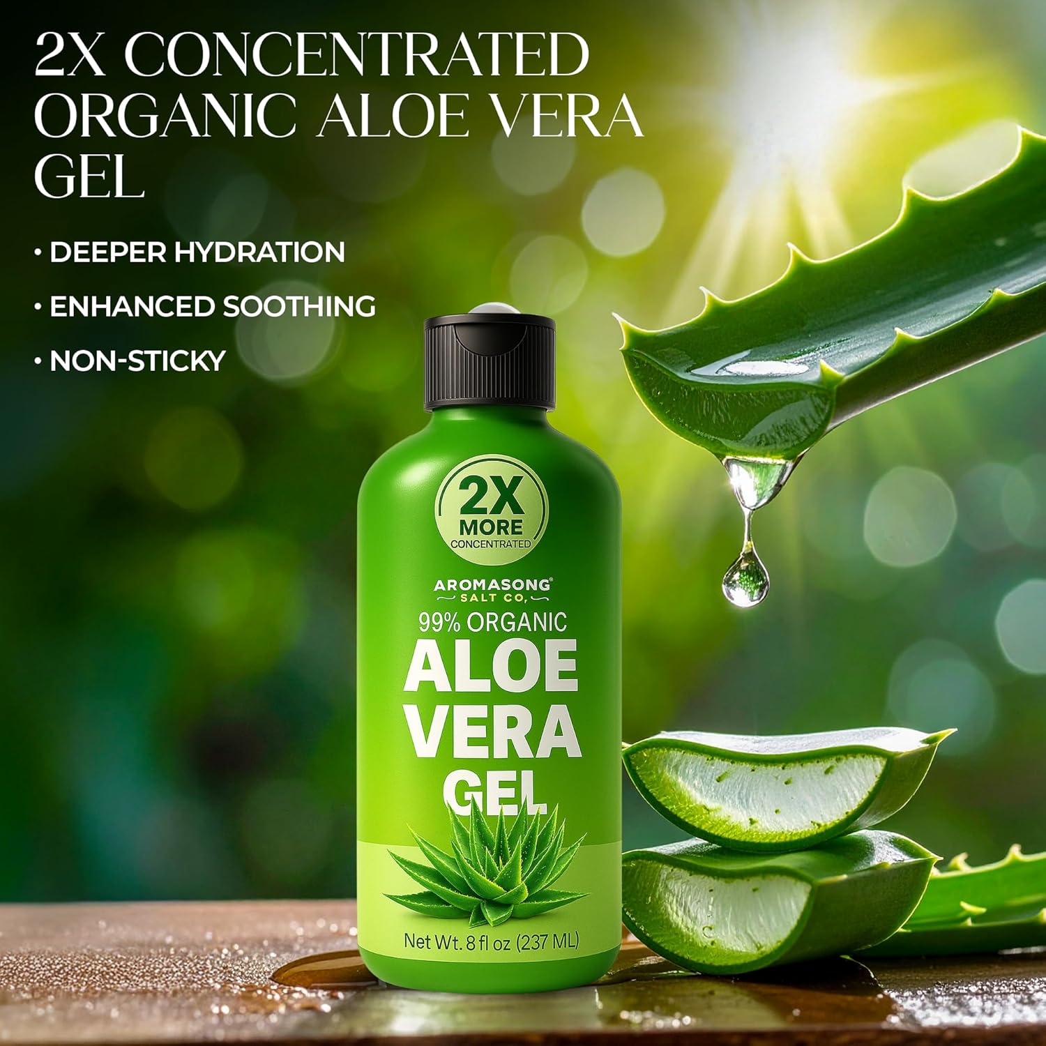 Aromasong Aloe Vera Gel 2x Concentrated 8 Oz