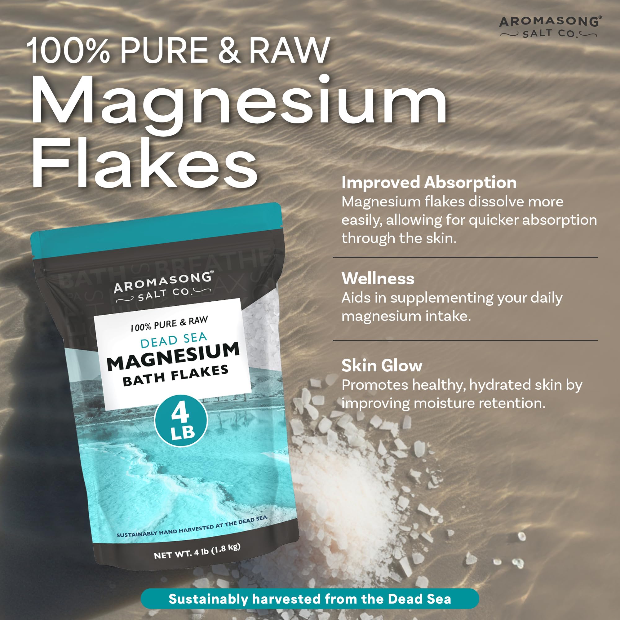 Aromasong Magnesium Flakes for Bath from The Dead Sea- 4 LB