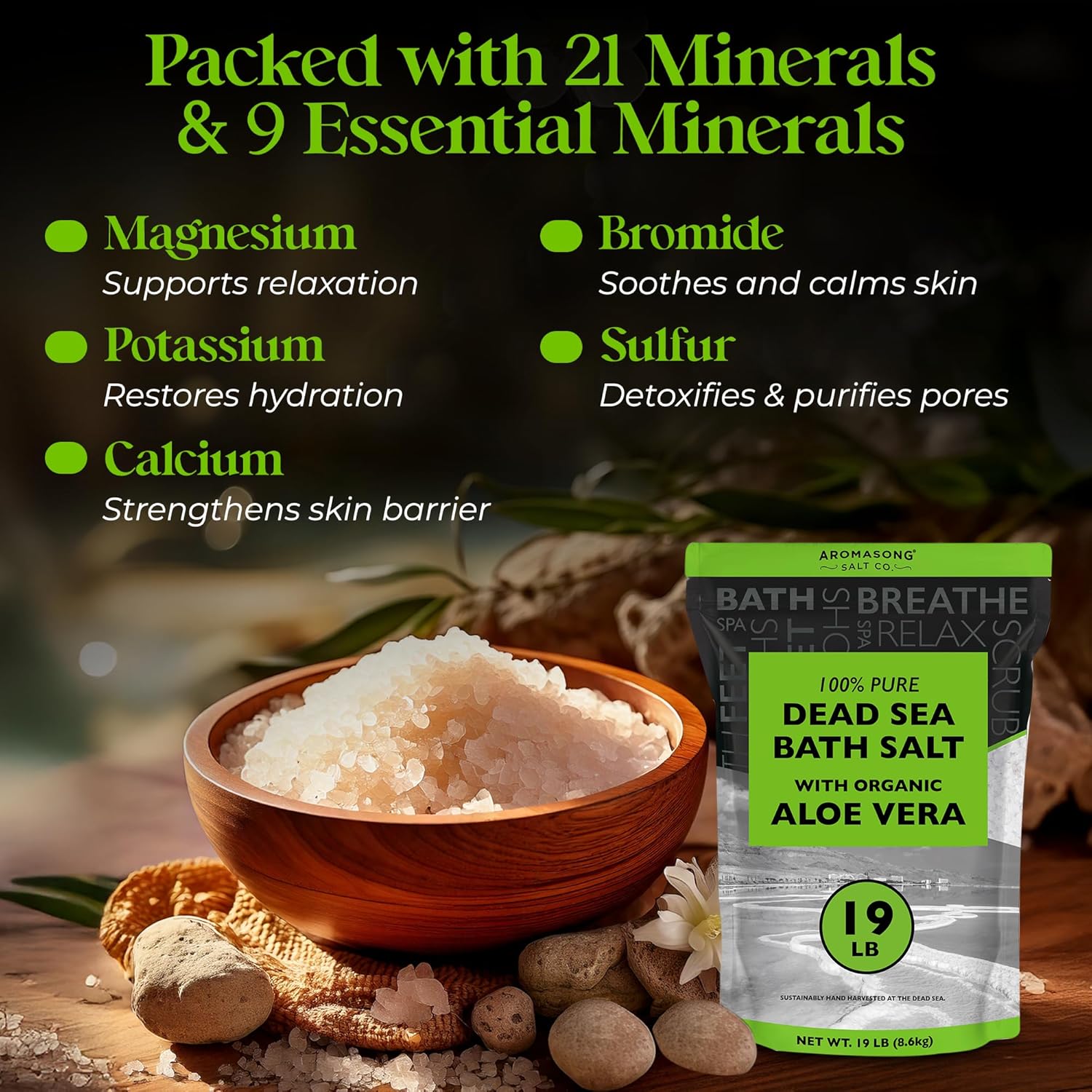 Aromasong Dead Sea Bath Salt with Natural Lavender- 5 lbs