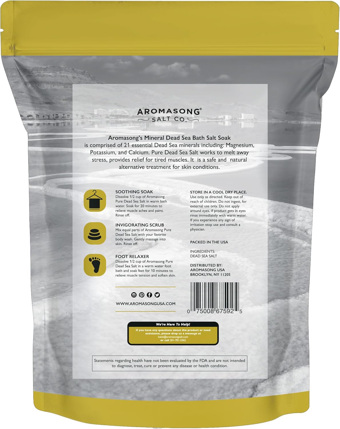 Aromasong Dead Sea Bath Salt with Natural Lavender- 5 lbs