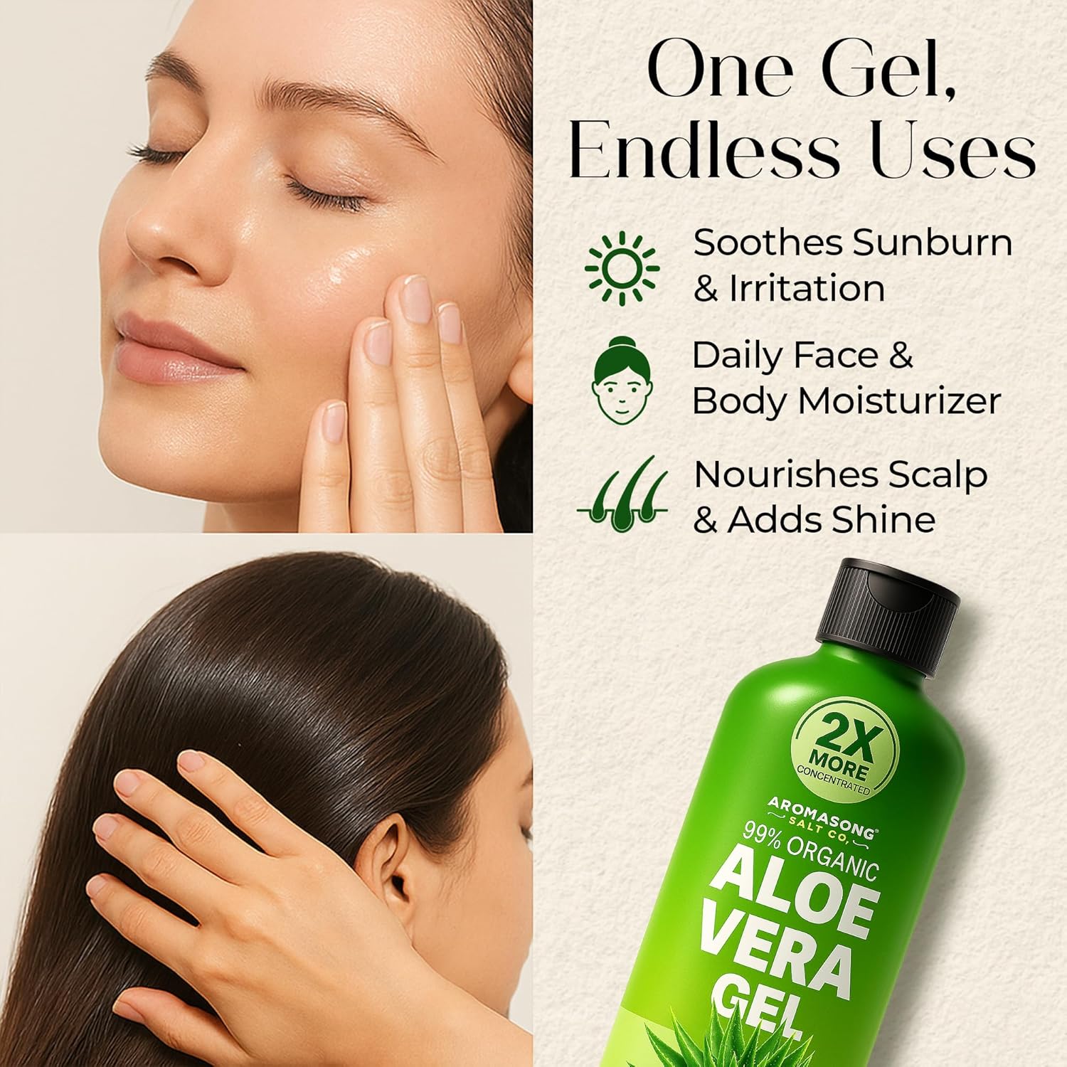 Aromasong Aloe Vera Gel 2x Concentrated 8 Oz