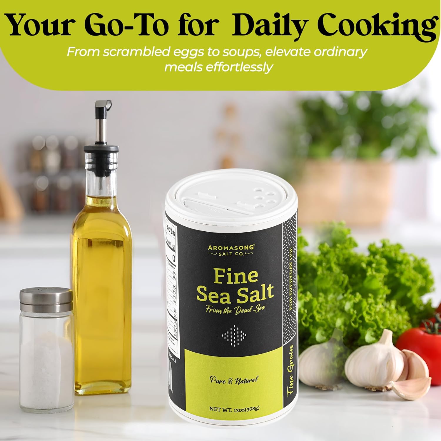 Aromasong Dead Sea Salt – Fine Grain Shaker – 13 oz