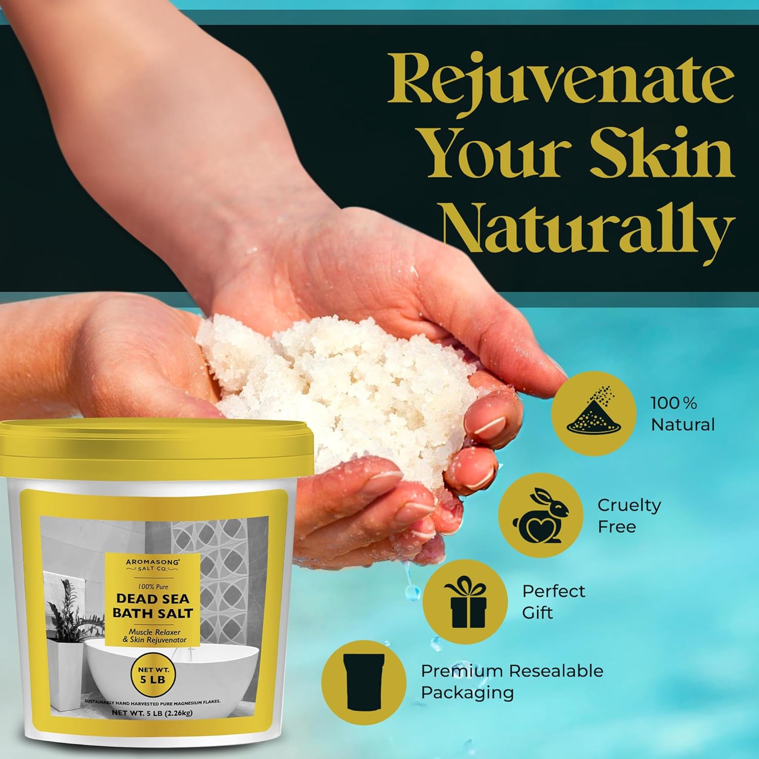 Aromasong Dead Sea Bath Salt in Bucket