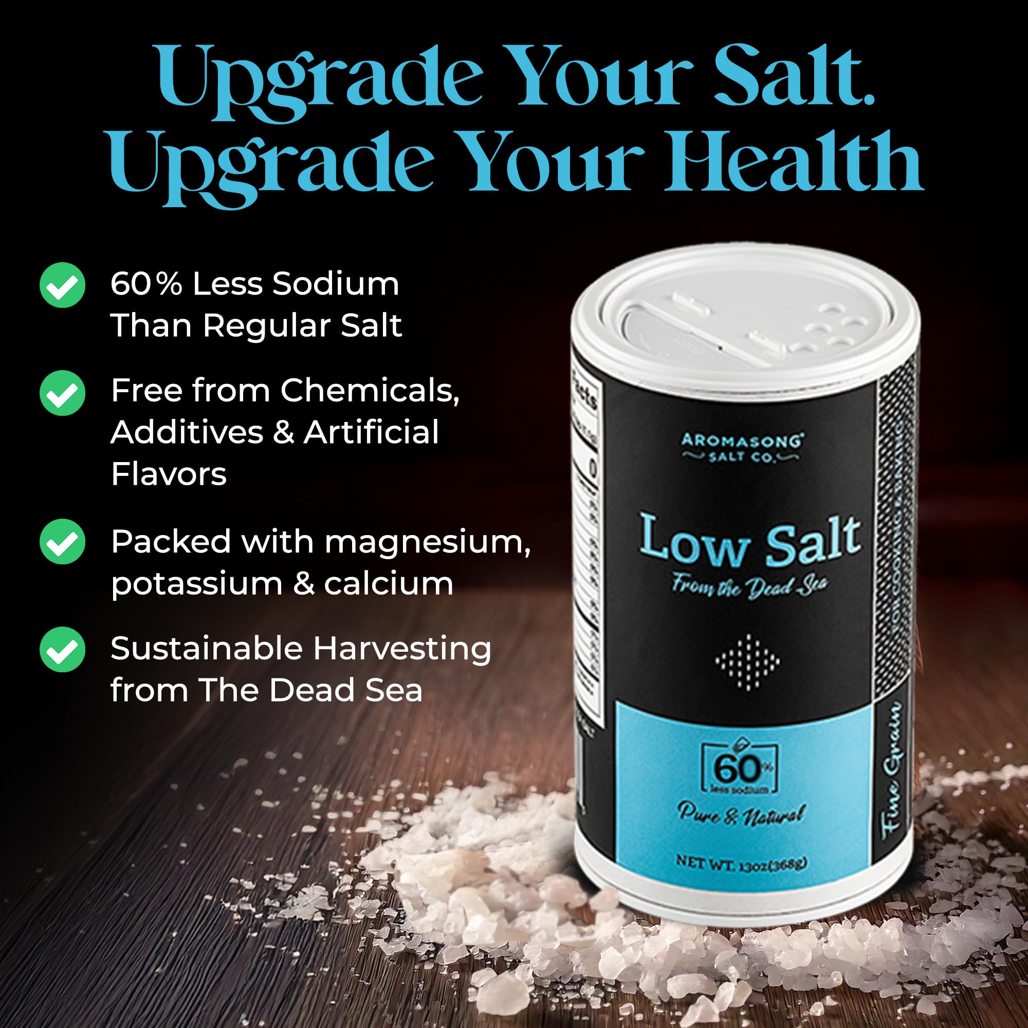 Aromasong Low Sodium Sea Salt 13 OZ. 2-PACK