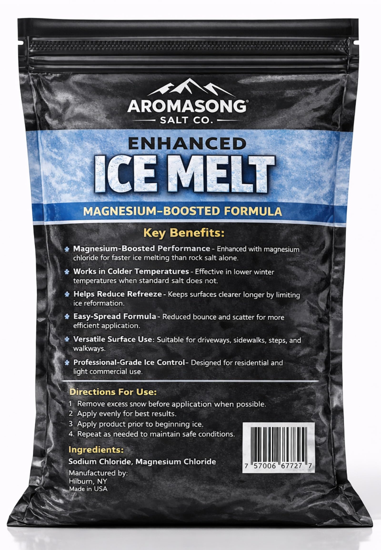 Aromasong Enhanced Magnesium Chloride Ice Melt salt for snow and ice removal