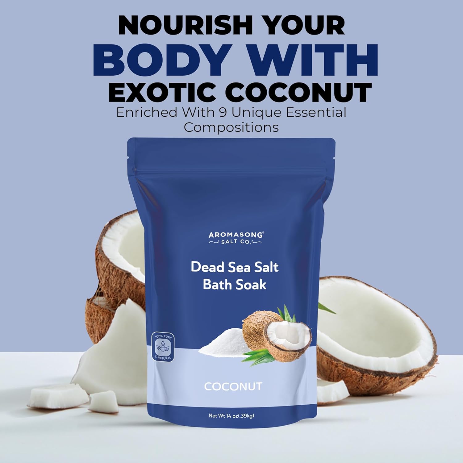 Aromasong Dead Sea Bath Salt with Coconut Scent 14 Oz