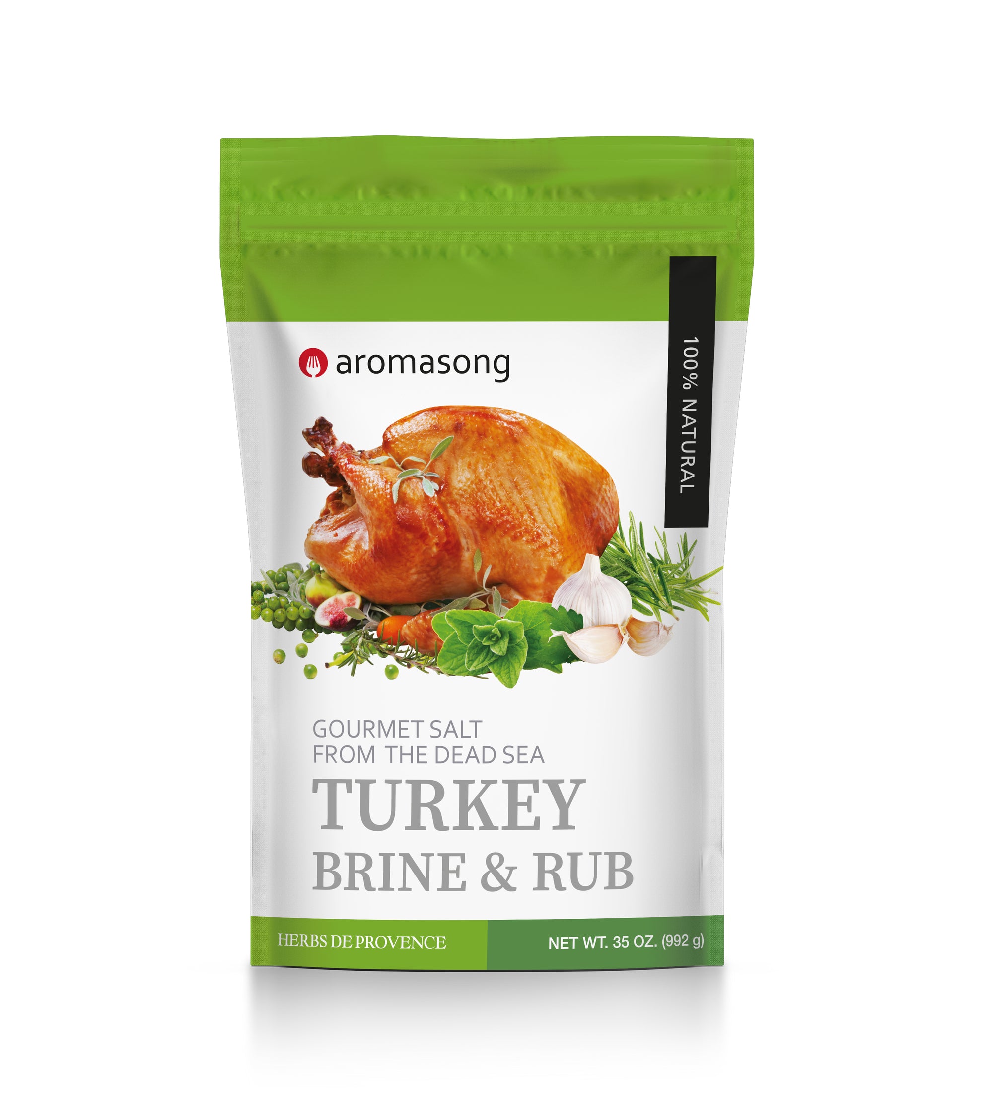 Aromasong Turkey Brine - 100% Natural - 2 LB - For Wet & Dry Brining. (Herbs De Provence seasoning) for Whole, Smoked, Oven-Roasted or Fried Turkey