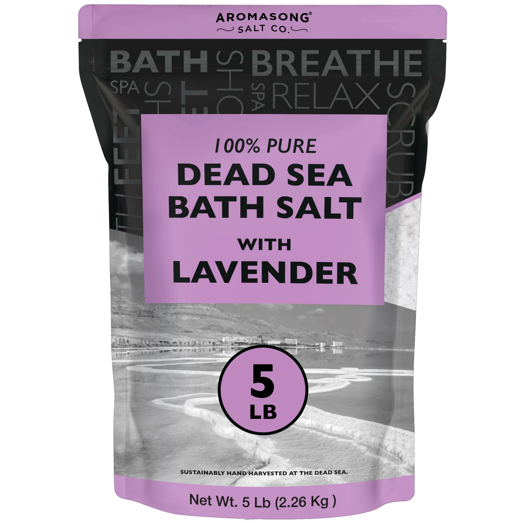 Aromasong Fine Grain Dead Sea Bath Salt with Natural Lavender- 5 lbs