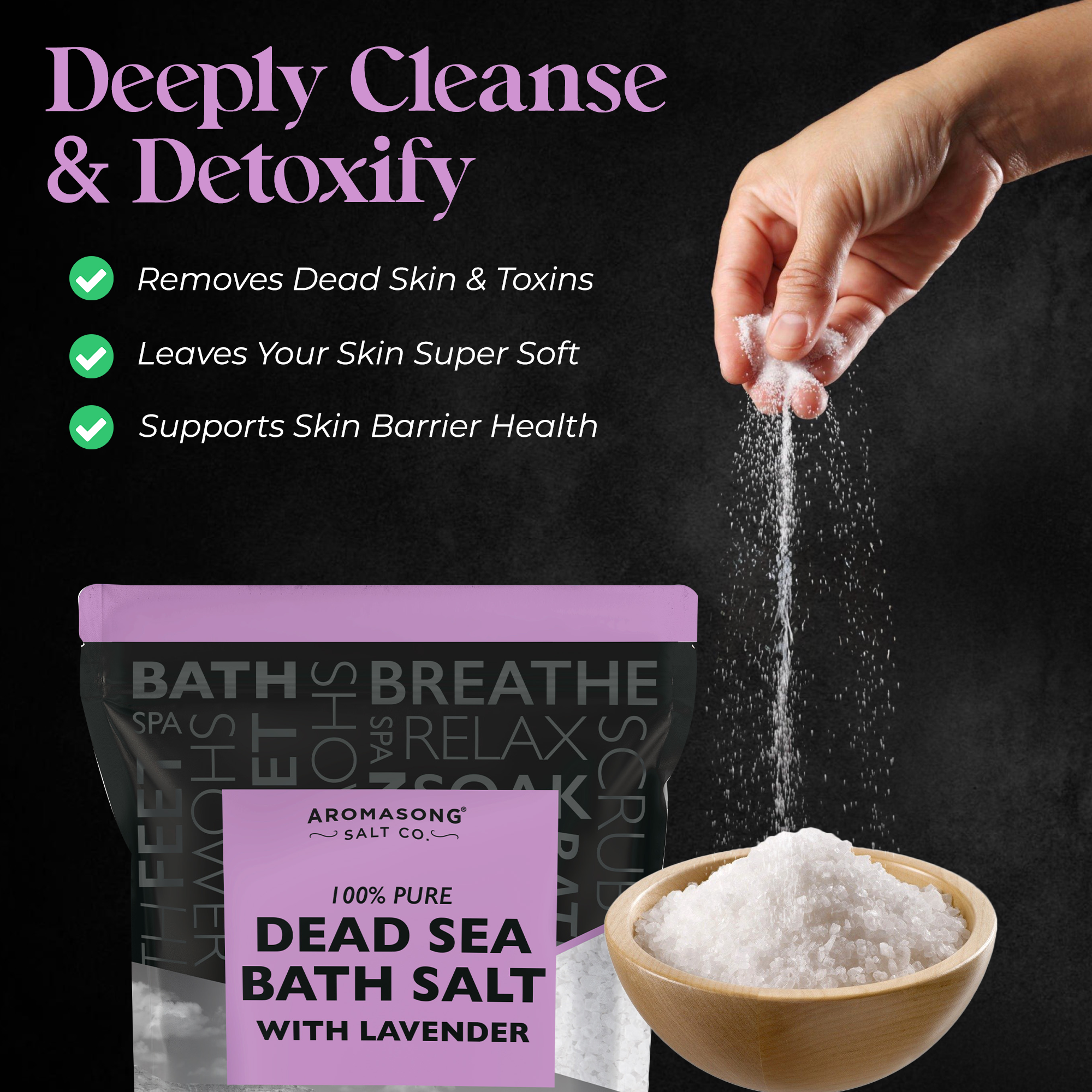 Aromasong Fine Grain Dead Sea Bath Salt with Natural Lavender- 19 lbs