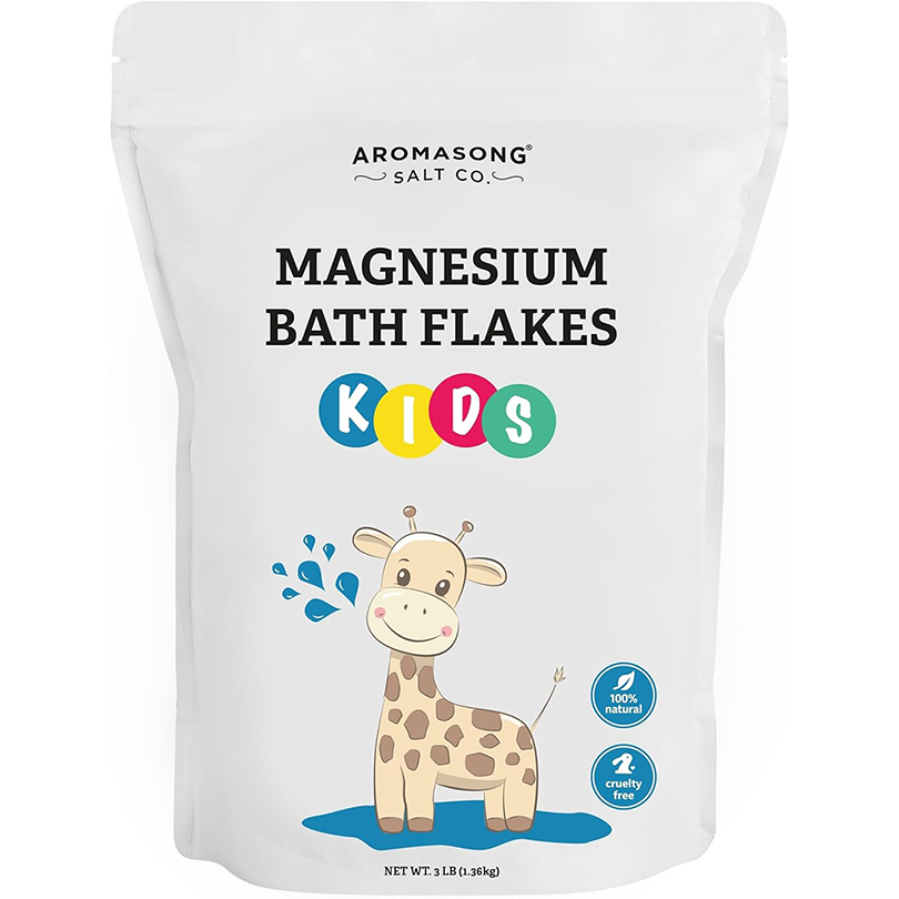 Aromasong Magnesium Flakes for Kids Bath – 3 LB Resealable Bag | Pure Dead Sea Salt Bath Flakes for Kids, Toddlers & Babies | Gentle Calming Epsom Salt Alternative | Soothing Bedtime Detox Soak