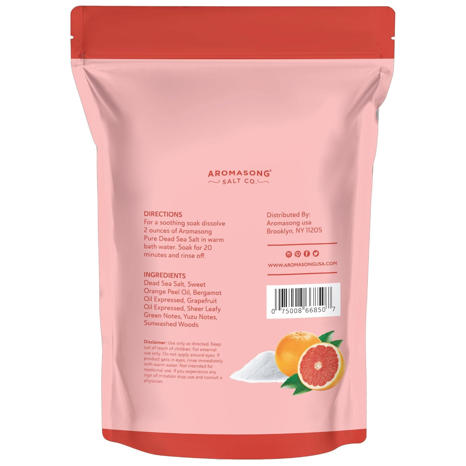 Aromasong Dead Sea Bath Salt with GrapeFruit Scent 14 Oz