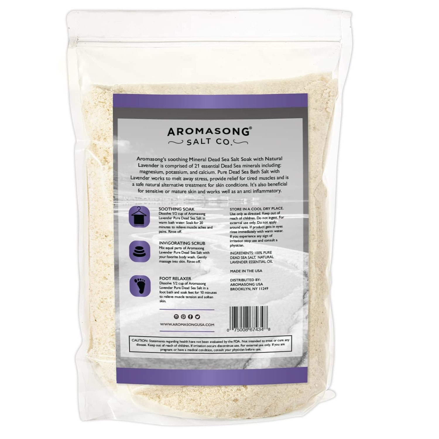 Aromasong Dead Sea Bath Salt with Natural Lavender- 5 lbs