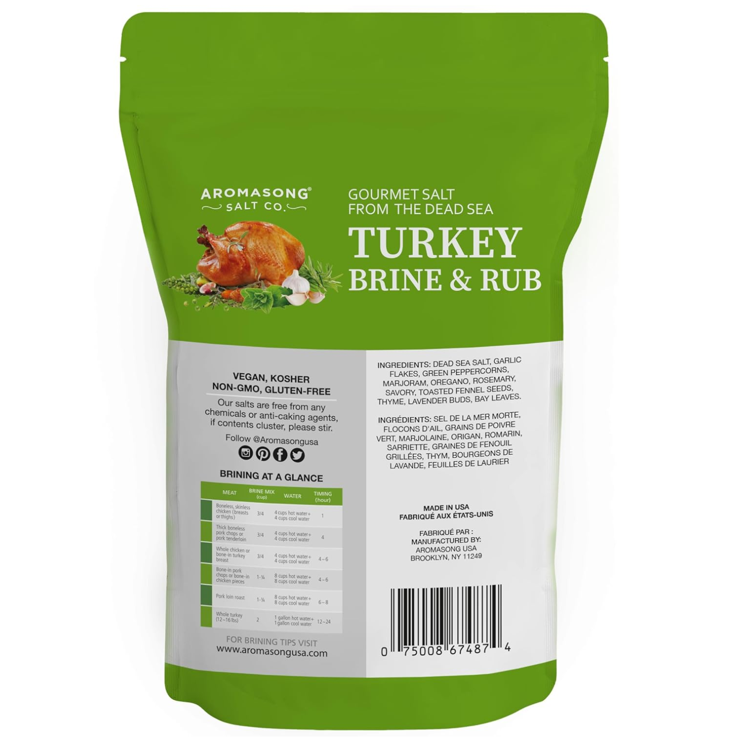 Aromasong Turkey Brine - 100% Natural - 2 LB - For Wet & Dry Brining. (Herbs De Provence seasoning) for Whole, Smoked, Oven-Roasted or Fried Turkey