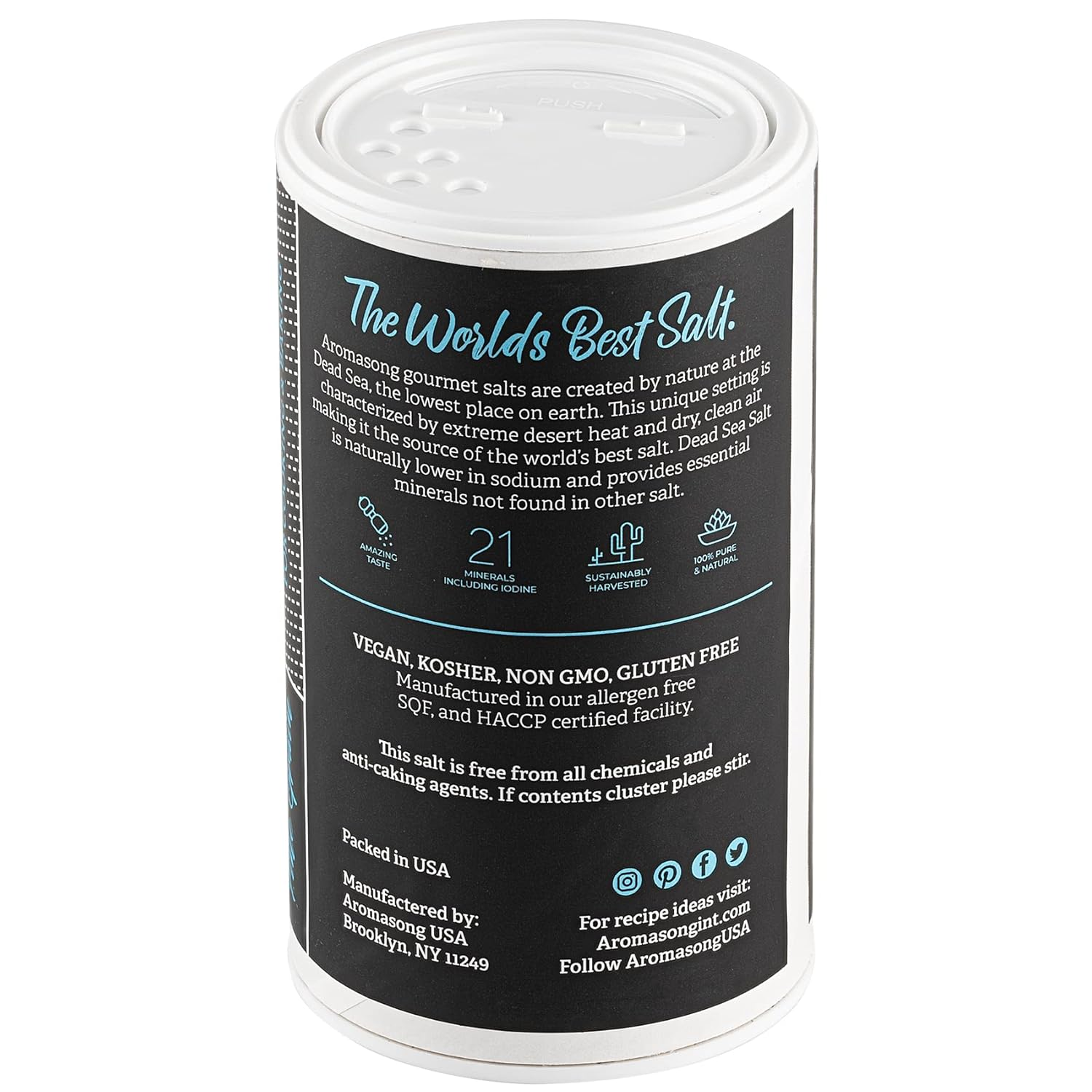Aromasong Low Sodium Sea Salt – Fine Grain Shaker – 13 oz