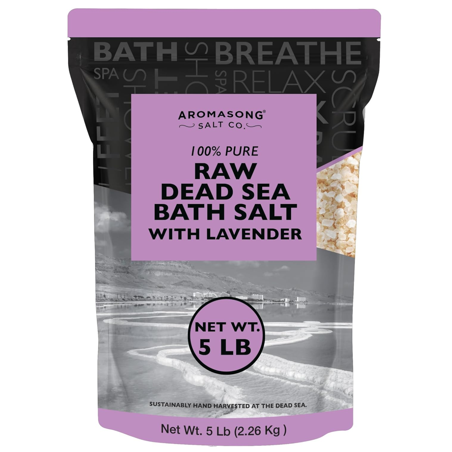 Aromasong Dead Sea Bath Salt with Natural Lavender- 5 lbs