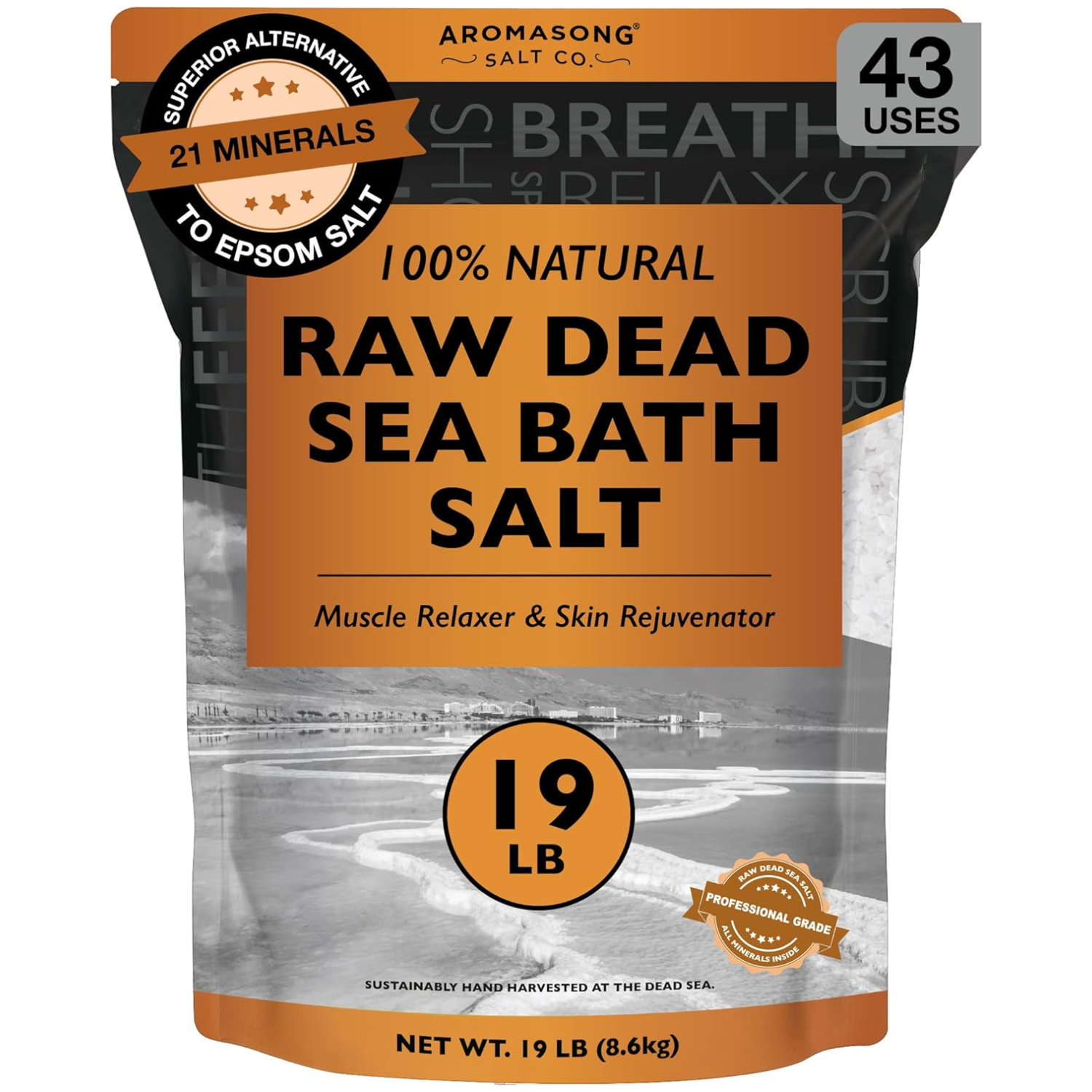 Aromasong Raw Dead Sea Bath Salt – 19 lbs