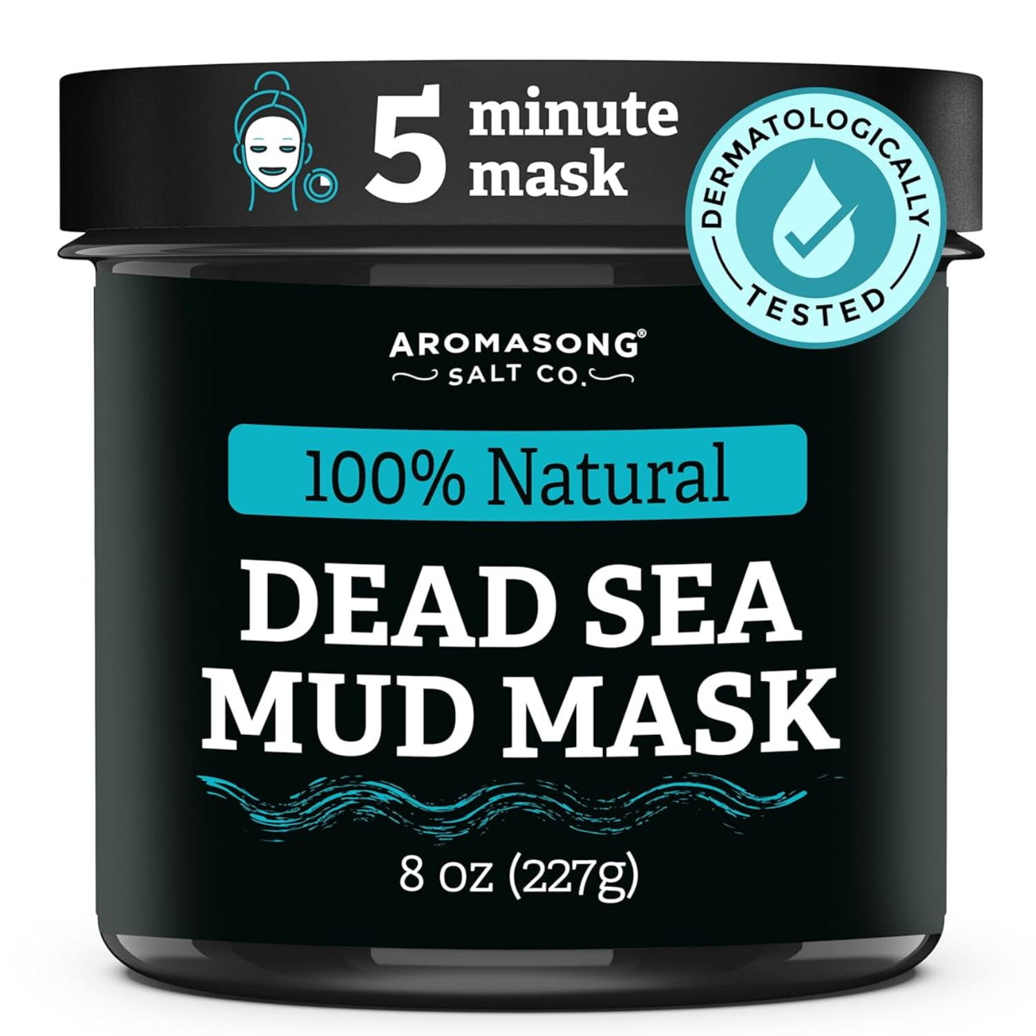 Aromasong 100% Pure Dead Sea Mud Mask - 5 Minute Mask - No Ingredients Added - for Face & Skincare - Blackhead Remover - Anti-aging - Pore Minimizer
