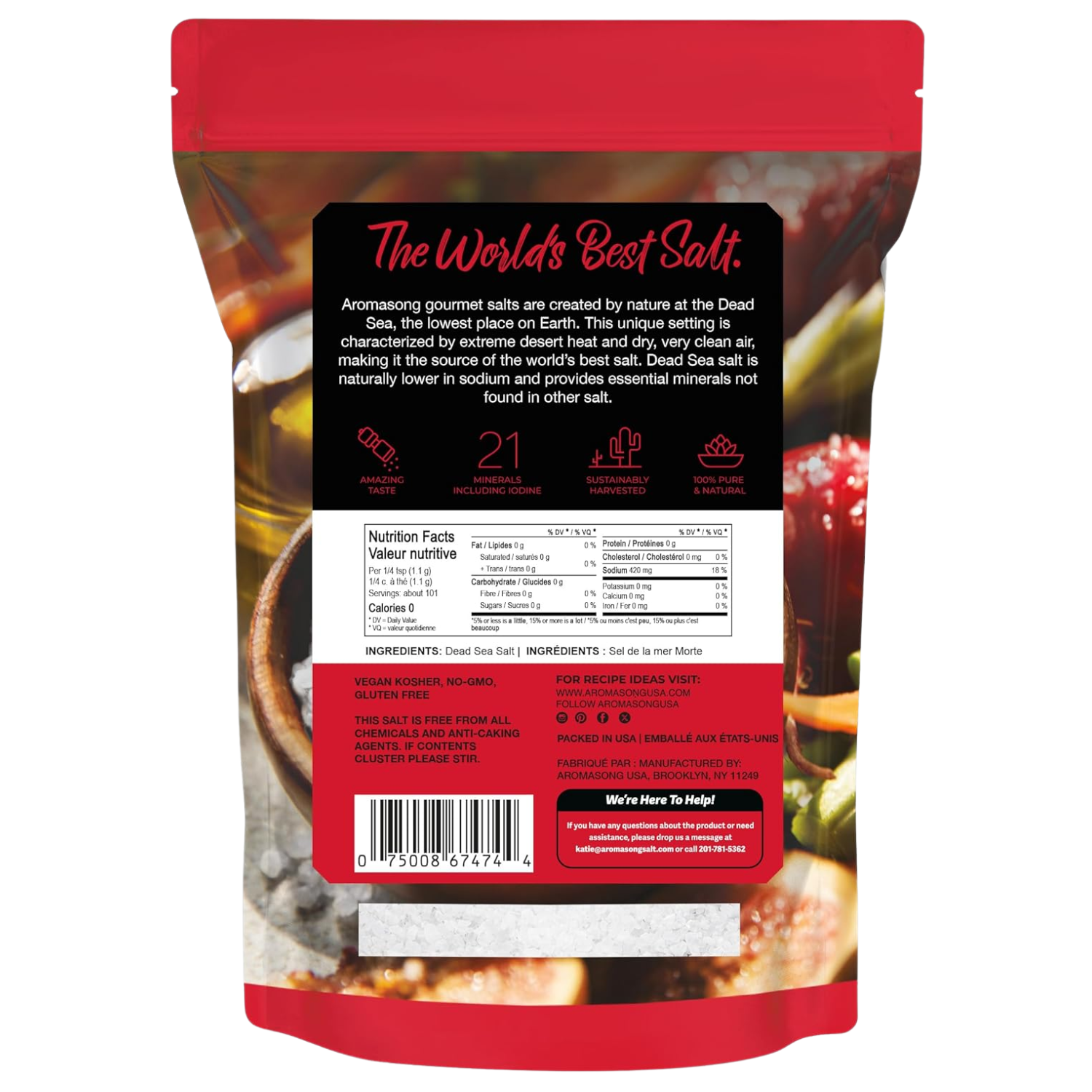 Aromasong 100% Natural Sea Salt – Coarse grain – 2.43 lb