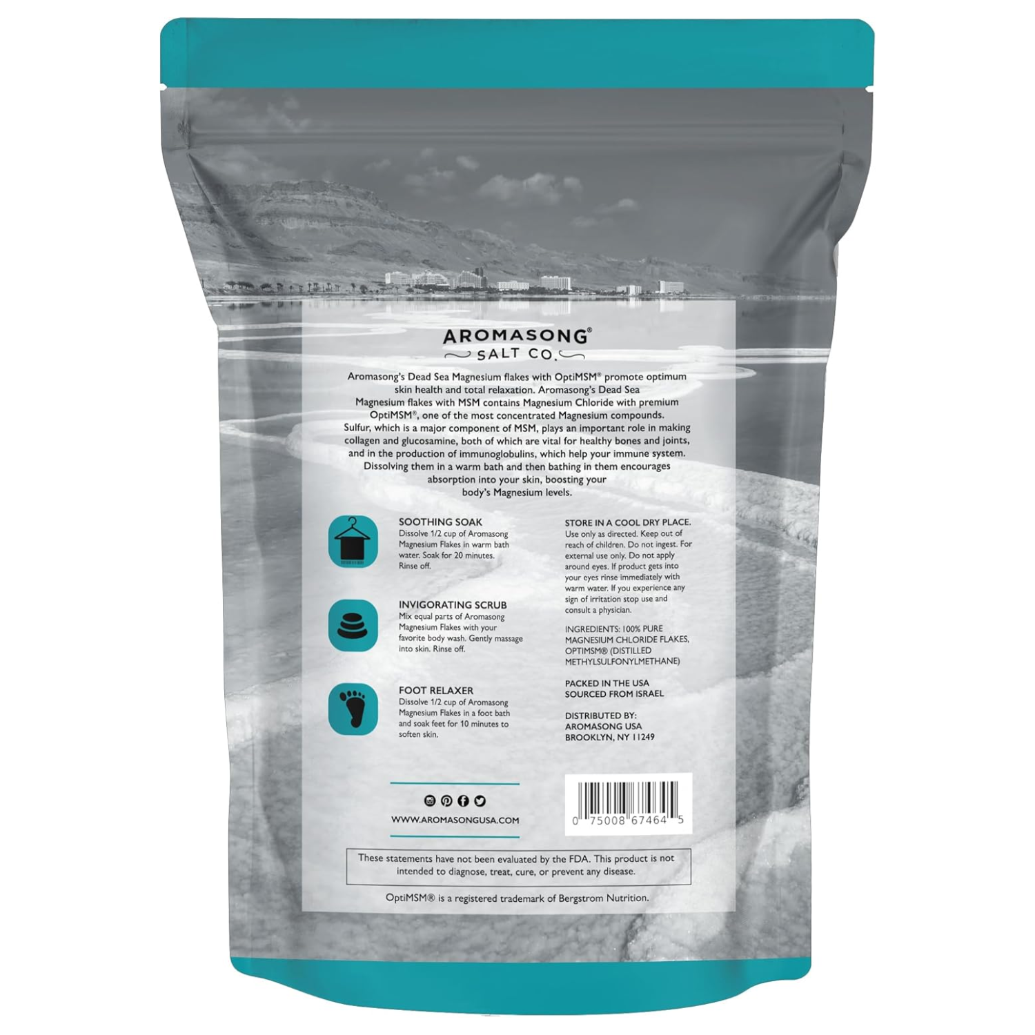 Aromasong Raw Dead Sea Magnesium Flakes with OptiMSM