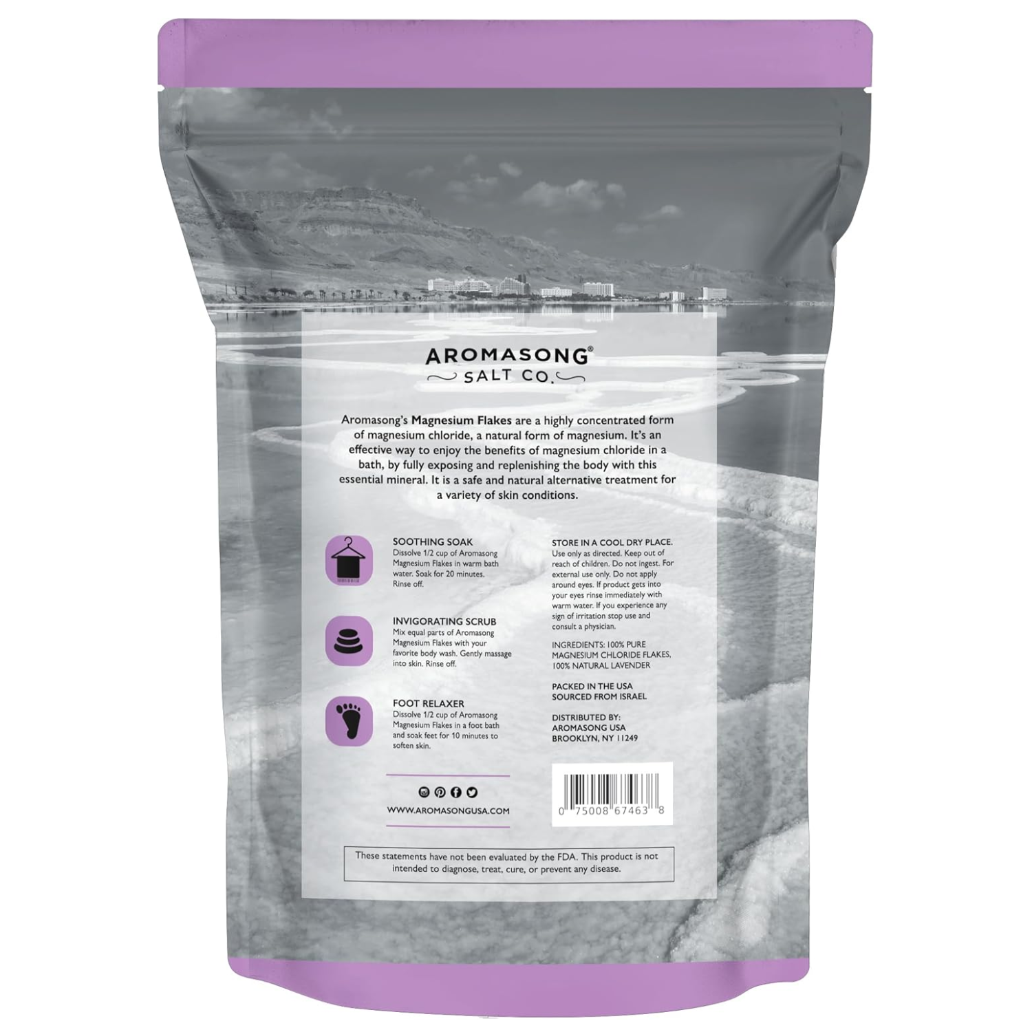 Aromasong Dead Sea Bath Flakes with Natural Lavender