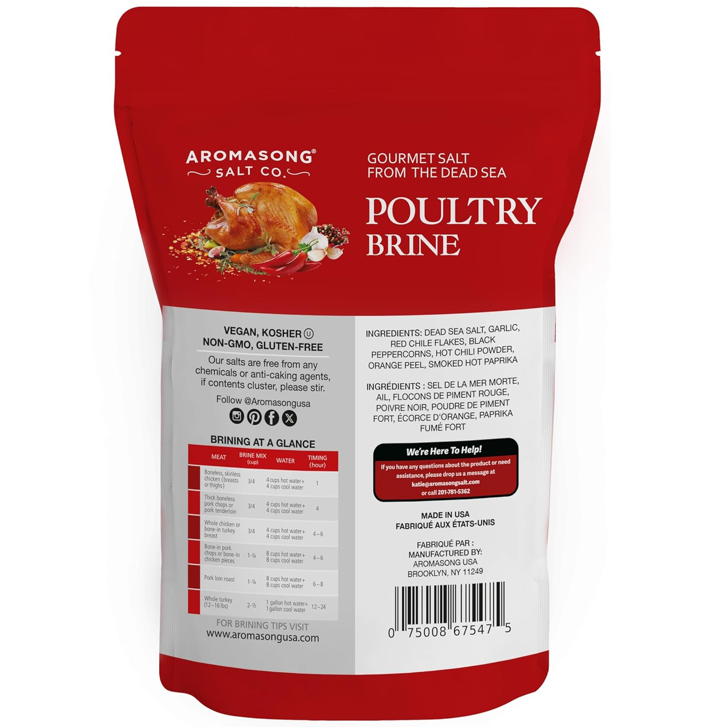 Aromasong Turkey Brine, Hot & Spicy, For Wet & Dry Brining, 2 Lb. 100% Natural, Gourmet Sea Salt Poultry Seasoning, for Roasting, Grilling,