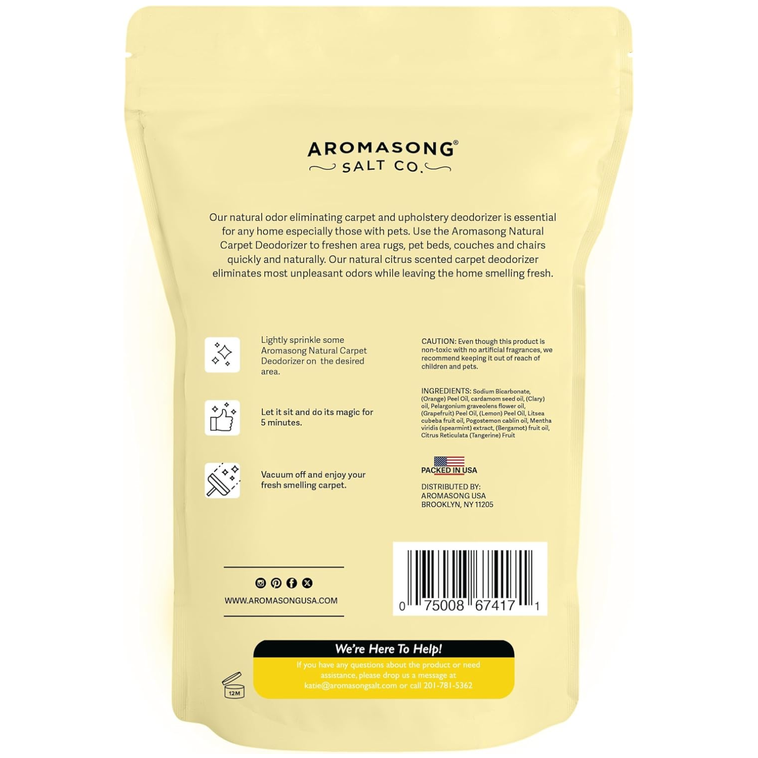 Aromasong Carpet Refresher & Deodorizer Lemon Citrus Scent 3 Lbs