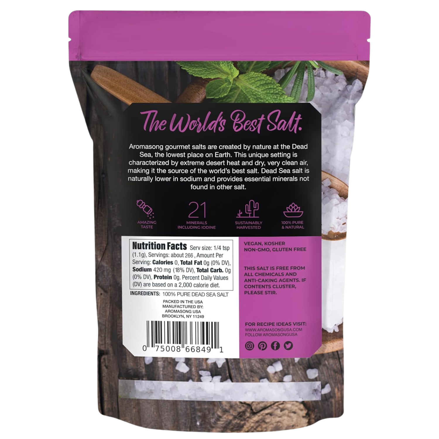 Aromasong Extra Coarse Sea Salt from the Dead Sea 14 Oz