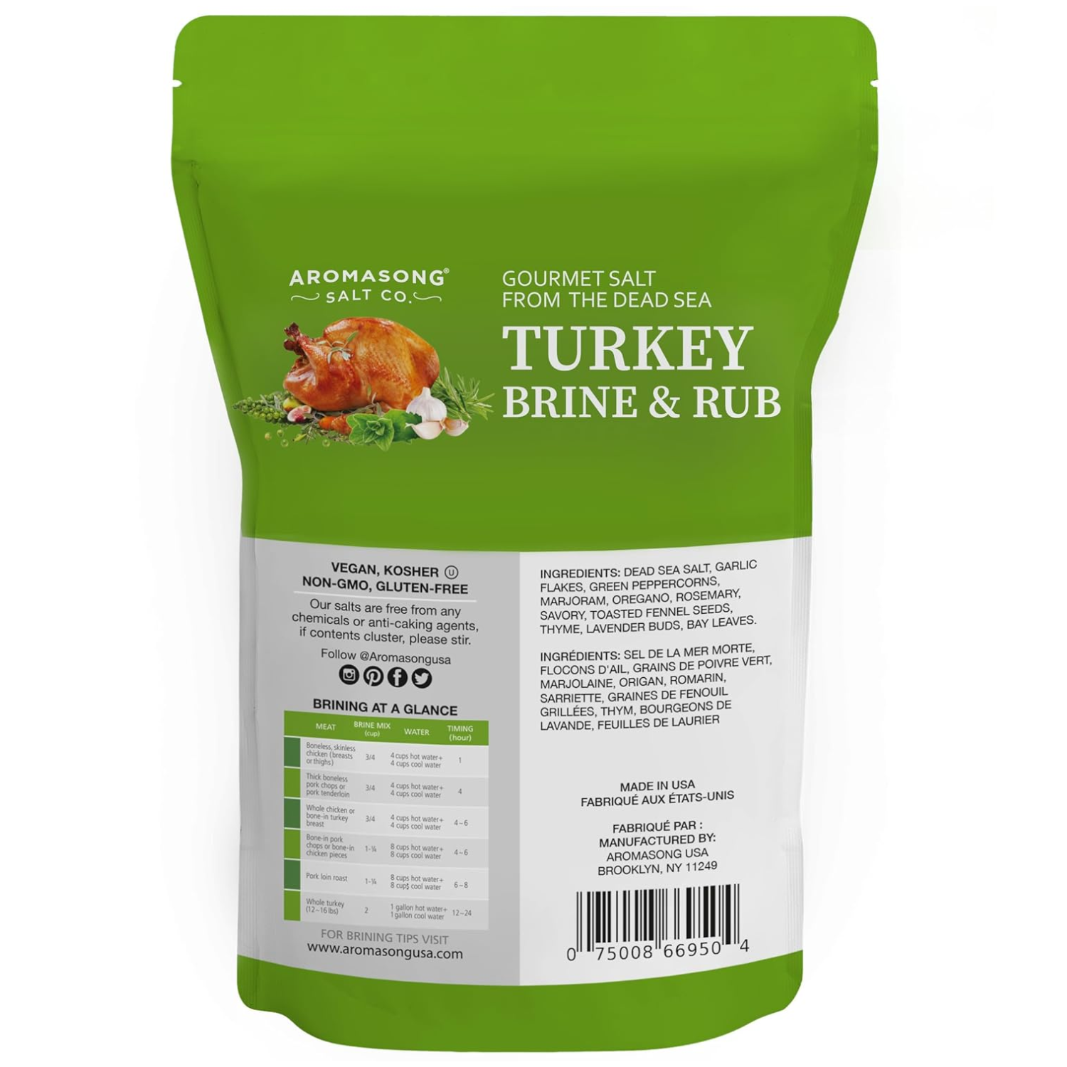 Aromasong Turkey Brine - 100% Natural -1 LB - For Wet & Dry Brining. Herbs De Provence seasoning