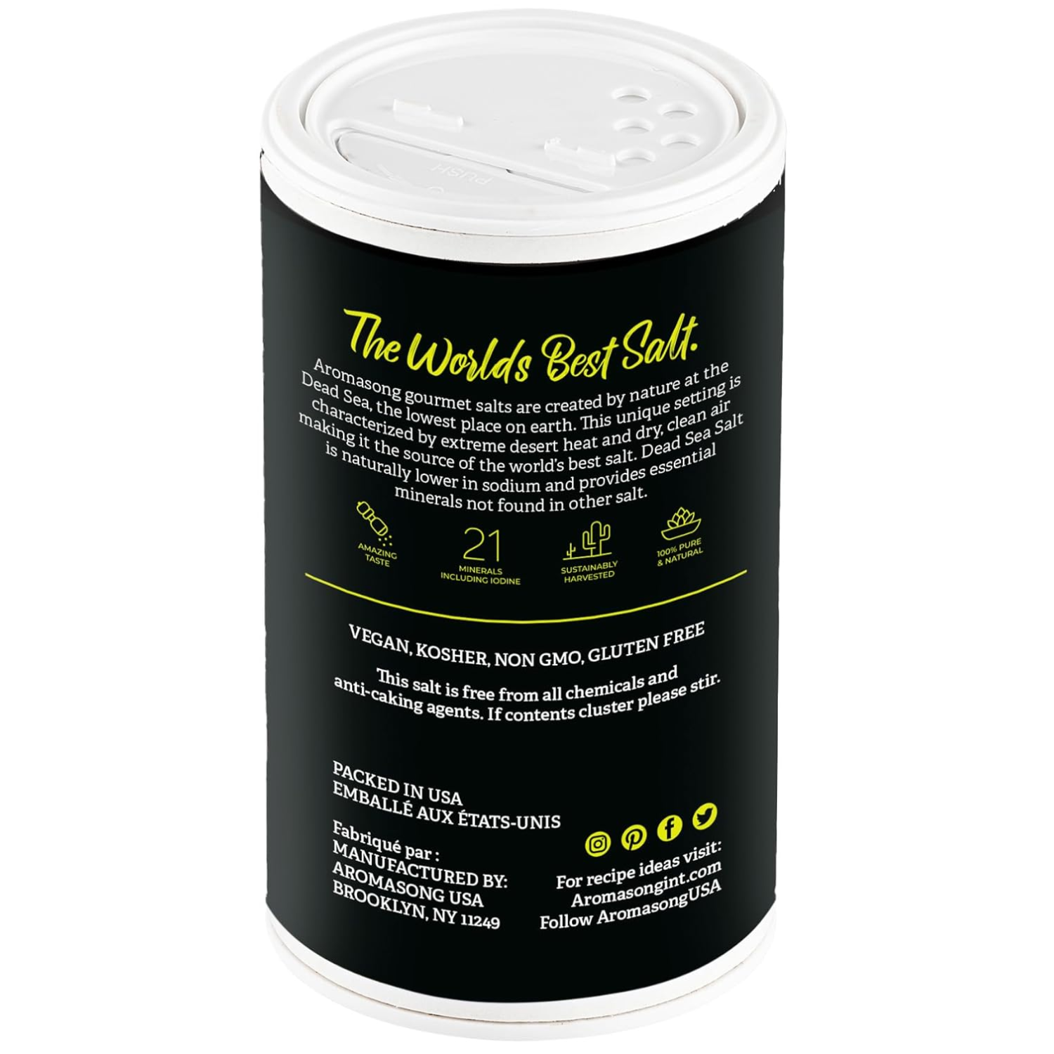 Aromasong Dead Sea Salt – Fine Grain Shaker – 13 oz