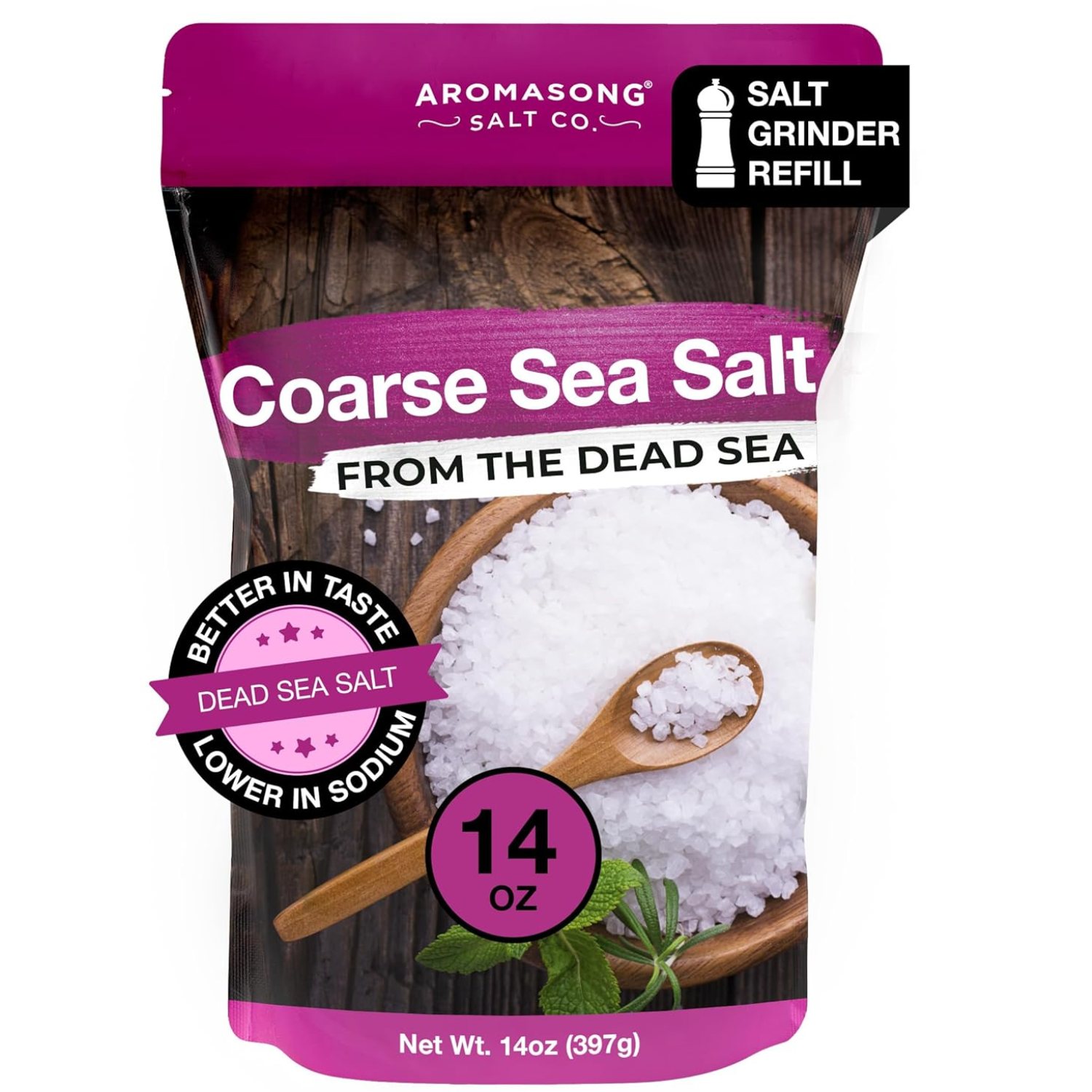 Aromasong Extra Coarse Sea Salt from the Dead Sea 14 Oz