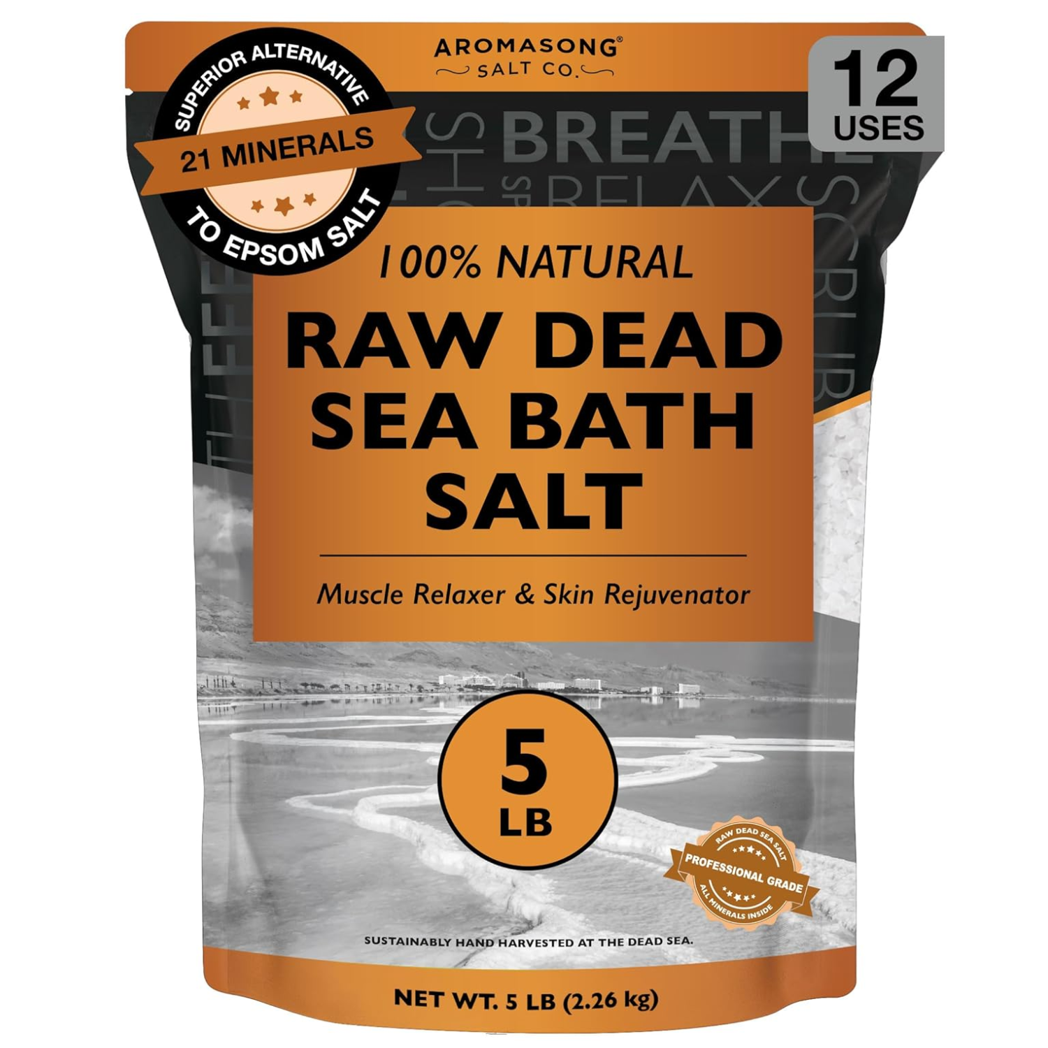 Aromasong Raw Dead Sea Bath Salt – 5 lb