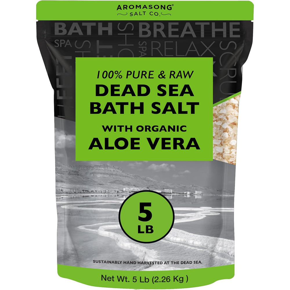 Raw Dead Sea Bath Salt with Organics Aloe Vera - 5 lbs