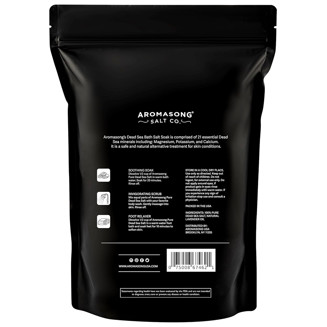 Aromasong Fine Grain Dead Sea Bath Salt with Natural Lavender- 14 Oz.