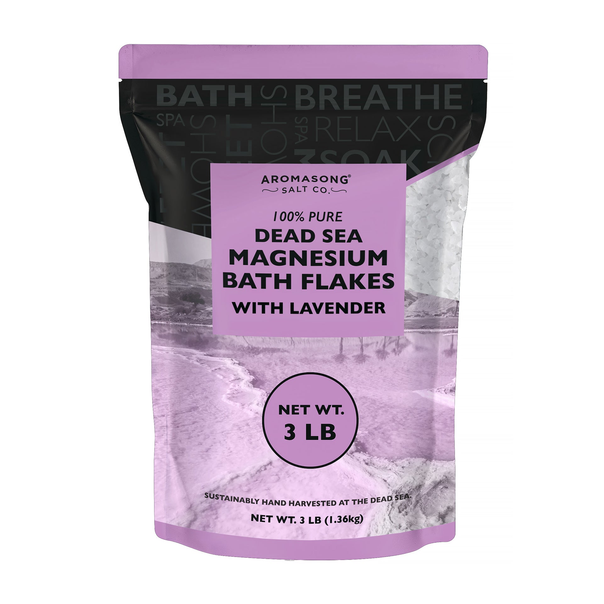 Raw Dead Sea Magnesium Flakes Lavender 3 Lbs